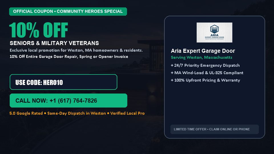10% OFF Senior, Military & First Responder Discount in Weston, MA - Aria Expert Garage Door